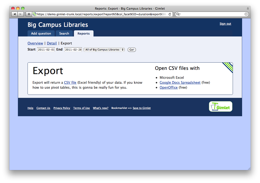Report export